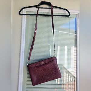 Kate Spade Burgundy Crossbody Pebbled Leather Purse NWOT
